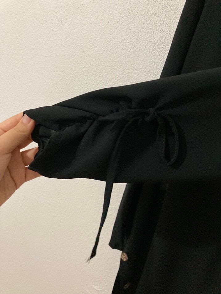 Siyah Düğmeli Uzun Kollu Midi Tunik - Görsel 3