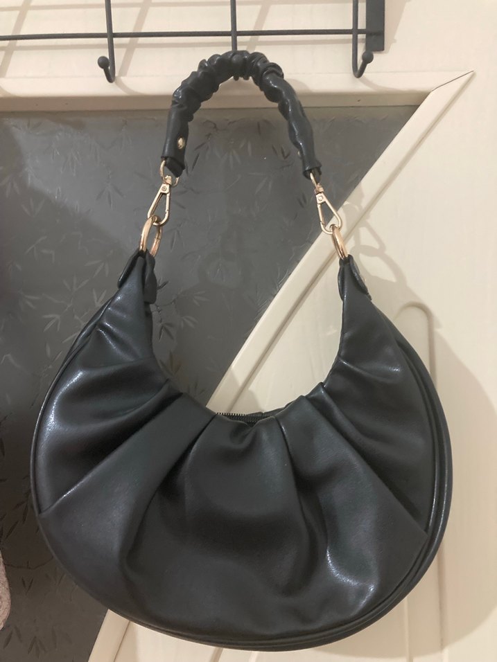 Klasik Siyah Deri Kadın Çanta - Görsel 2