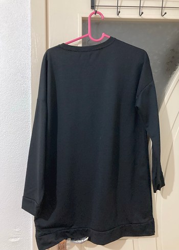 Siyah Uzun Kollu Salaş Sweatshirt - Görsel 2