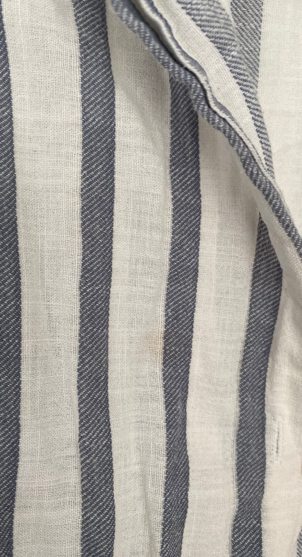 Çizgili Keten Gömlek, Uzun Kollu, Bol Kesim - Görsel 3