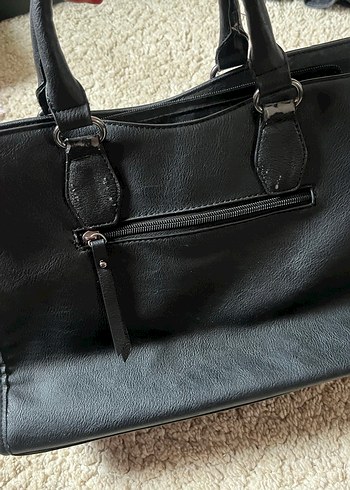 Siyah Deri Fermuarlı Gotik Kadın Çantası - Görsel 2