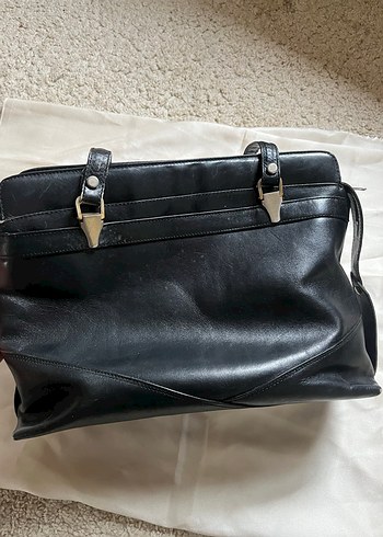 Klasik Siyah Deri Kadın Çanta - Görsel 2