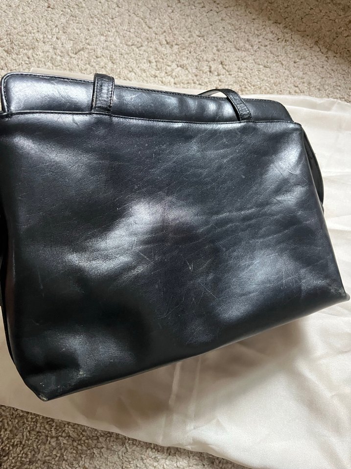 Klasik Siyah Deri Kadın Çanta - Görsel 3