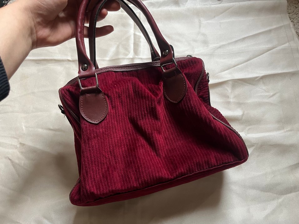 Bordo kadife çanta - Görsel 2