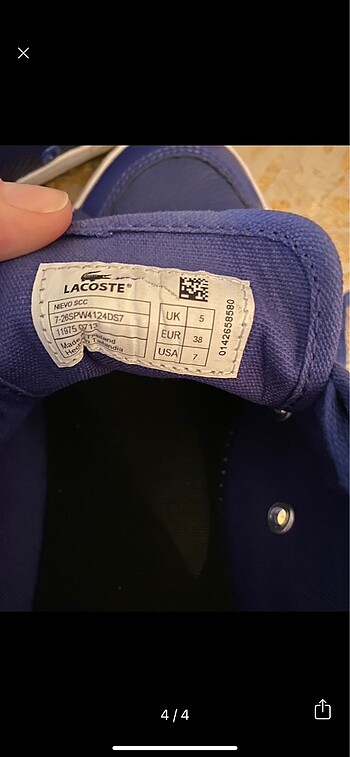 38 Beden lacivert Renk Lacoste kadın spor ayakkabı