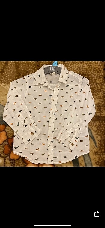 H&M 2-3 yaş hayvan figürlü gömlek