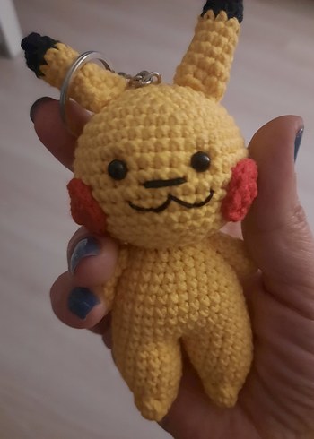 Amigurumi Örgü Pikachu Anahtarlık