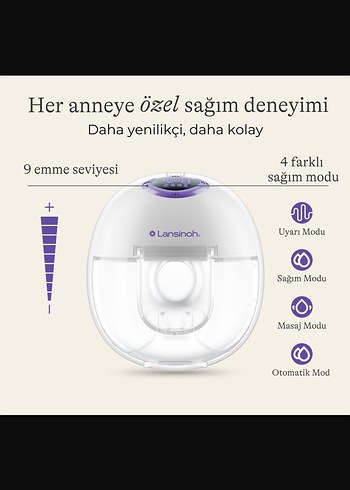  Beden Lansinoh Hafif ve Sessiz Göğüs Pompası