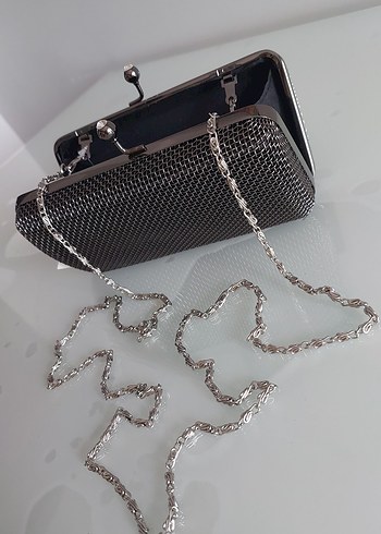 Beden gri Renk Abiye Clutch Gece Çanta