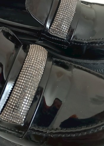 39 Beden siyah Renk Parlak Siyah Yılan Desenli Tokalı Kadın Loafer