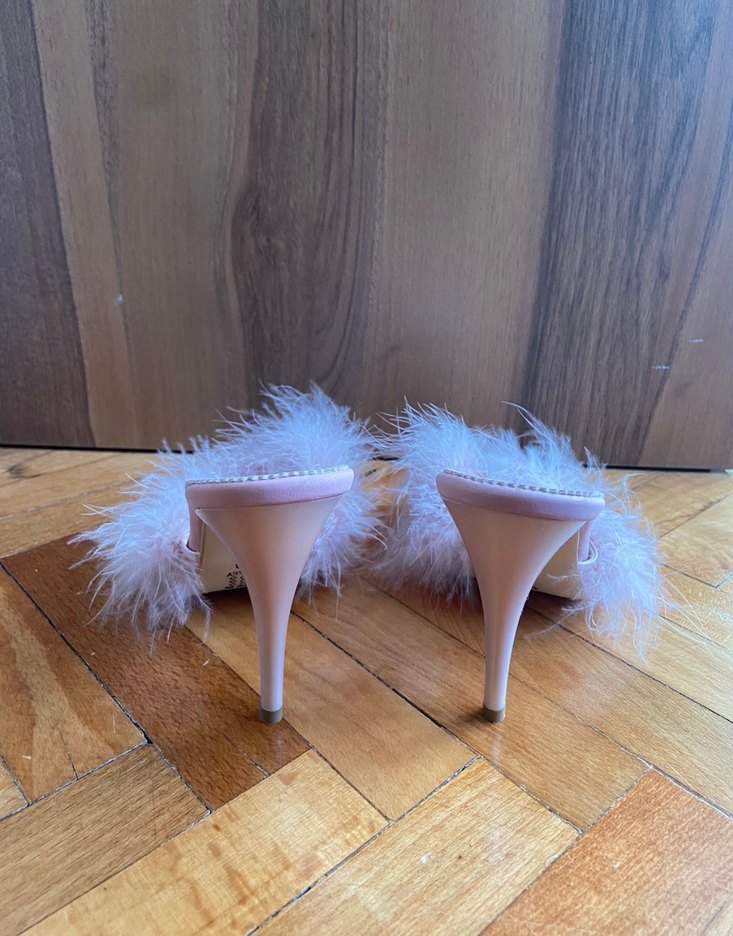 Tüylü Topuklu Kadın Terlik - Görsel 3