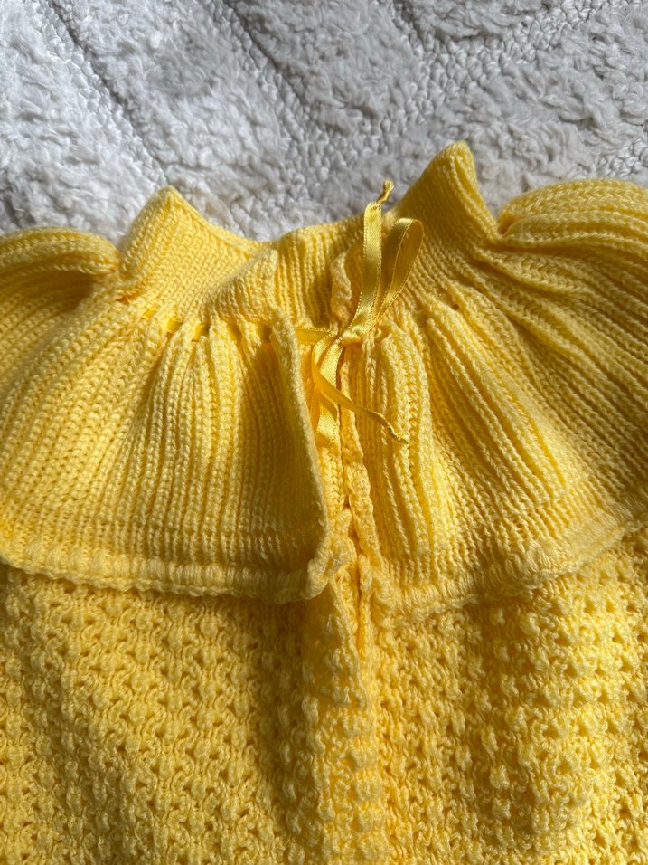 Triko bağcıklı bebek hırkası - Görsel 2