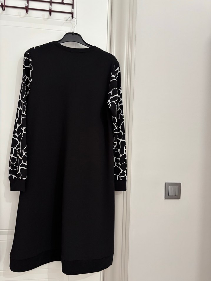 Zebra Desenli Uzun Kollu Kadın Elbise - Görsel 2