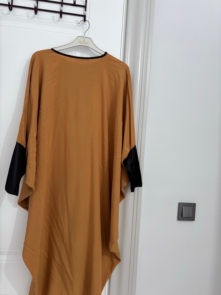 Uzun Kahverengi Salaş Modern tunik - Görsel 2