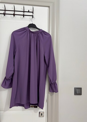 Mor Yüksek Yakalı Salaş Tunik - Görsel 2