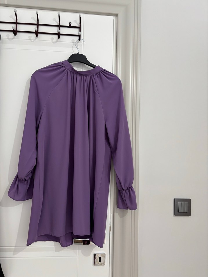 Mor Yüksek Yakalı Salaş Tunik - Görsel 2