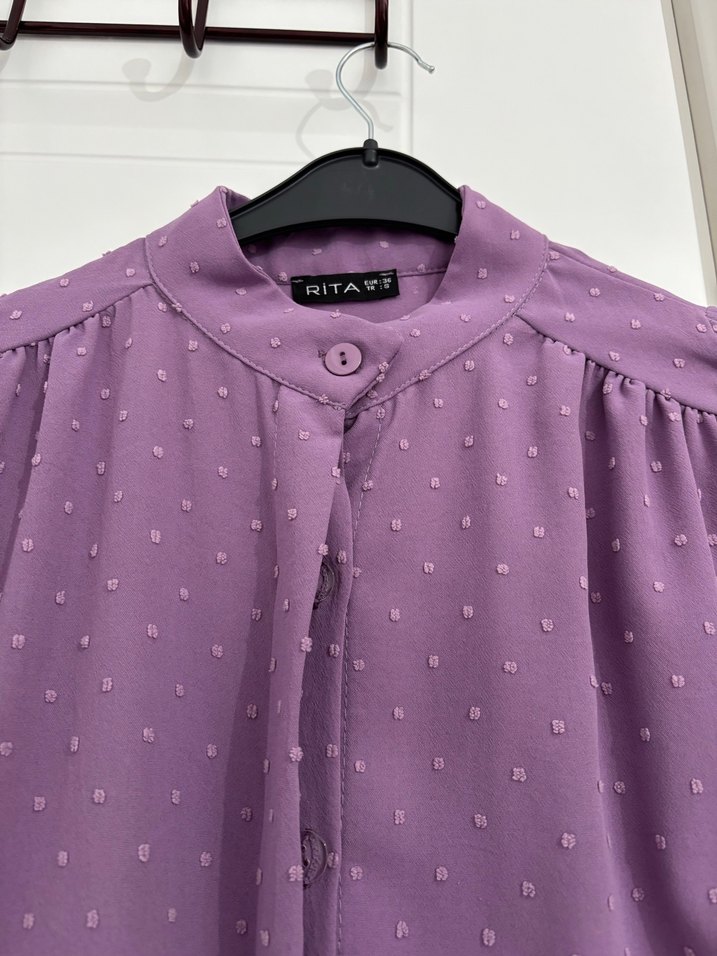 Düğmeli Mor Midi Tunik - Görsel 2