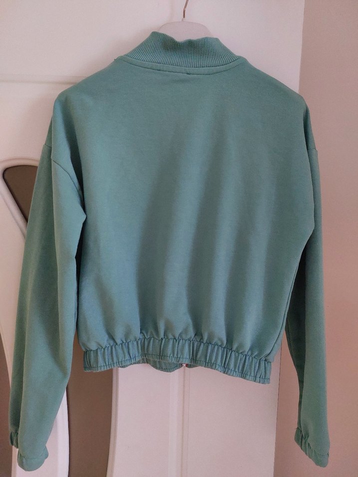 Zarif Yeşil Fermuarlı kız çocuk ceket - Görsel 2