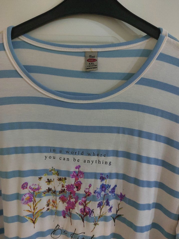 Mavi Çizgili Uzun Kollu tişört - Görsel 2