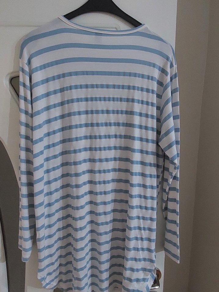 Mavi Çizgili Uzun Kollu tişört - Görsel 3