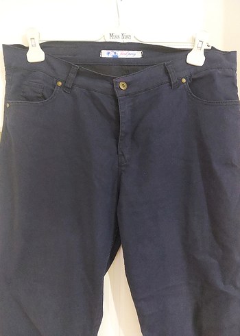 Lacivert keten Pantolon - Görsel 2