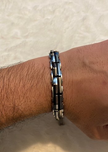 Gri Zincir Detaylı erkek çelik Bileklik - Görsel 3