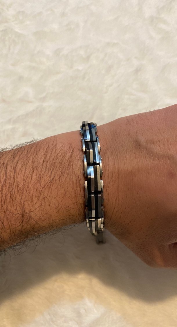 Gri Zincir Detaylı erkek çelik Bileklik - Görsel 3