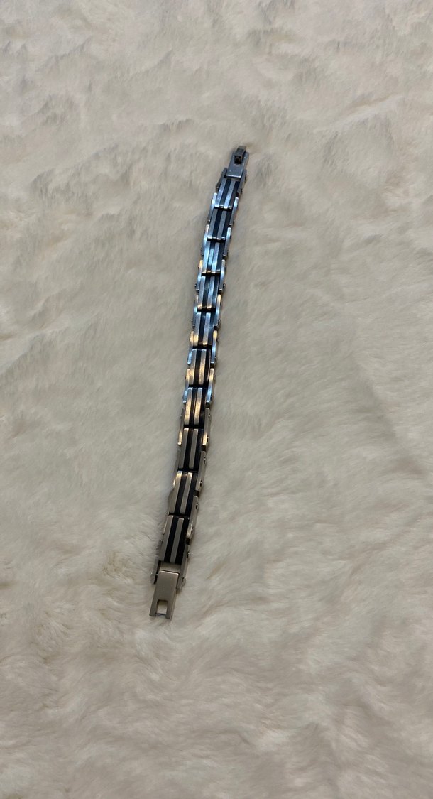 Gri Zincir Detaylı erkek çelik Bileklik - Görsel 2