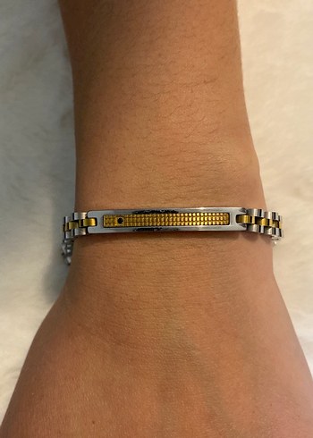 Zincir Detaylı Altın Renk unisex Bileklik - Görsel 2