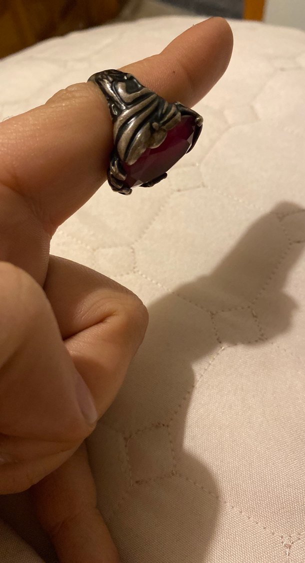 Koyu Kırmızı Vintage Erkek Yüzük 1453 - Görsel 4