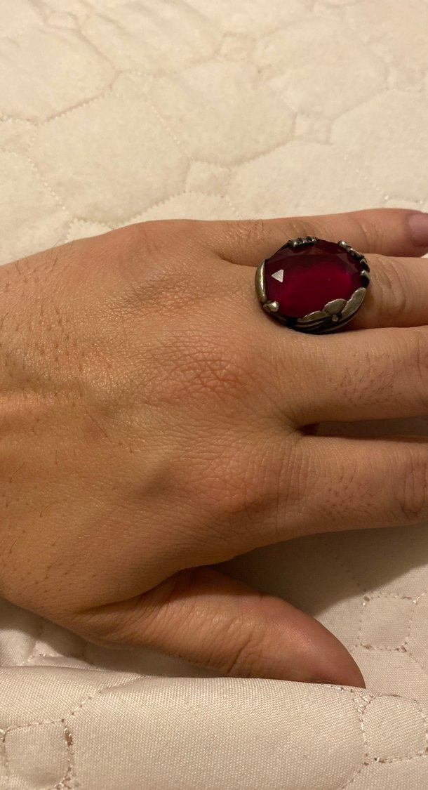 Koyu Kırmızı Vintage Erkek Yüzük 1453 - Görsel 5