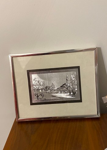 Gümüş Çerçeveli Siyah Beyaz Minyatür Tablo - Görsel 2