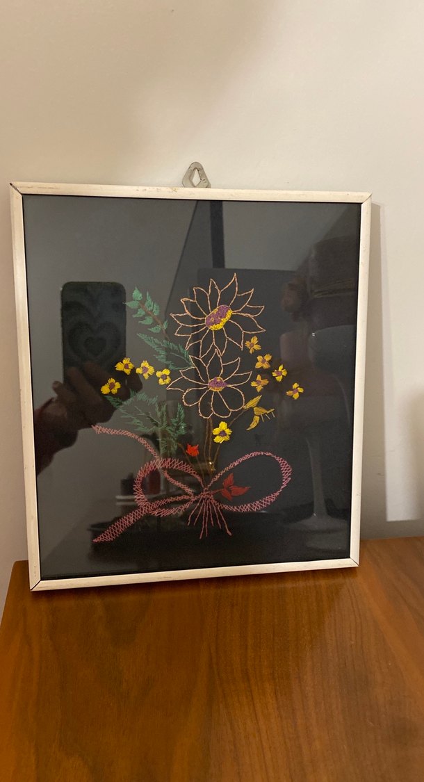 Renkli Çiçek Nakışlı Tablo - Görsel 2