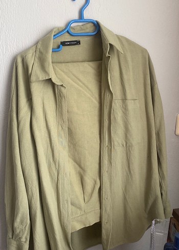 Kadın Keten Salaş Khaki Gömlek pantolon