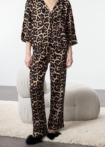 Leopar Desenli Kadın pijama takımı - Görsel 2