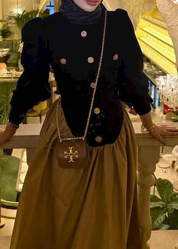 Kemerli Camel Uzun Kadın Elbise - Görsel 2