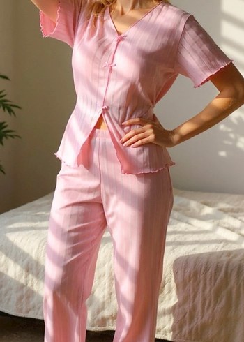 Pembe Midi Kadın Pijama Takımı - Görsel 2