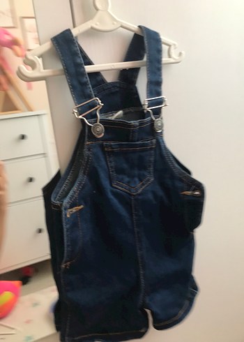 Kız çocuk için Koyu Mavi Denim Askılı Tulum