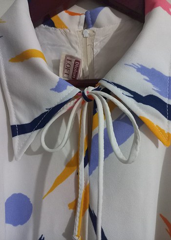 American Vintage Renkli Bağcıklı gerçek bir vintage dönem elbise