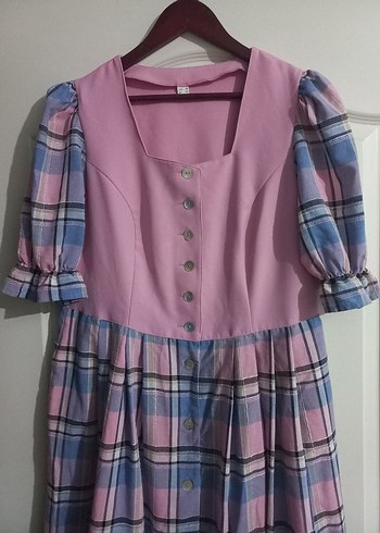American Vintage Düğmeli Midi Pembe Kadın Elbise Vintagedir