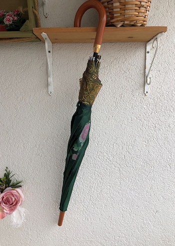 Vintage Klasik Yeşil Kadın Şemsiye - Görsel 2