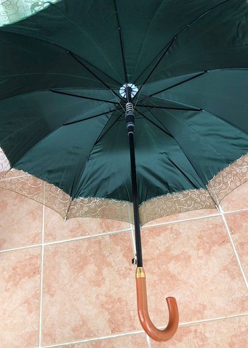 Vintage Klasik Yeşil Kadın Şemsiye - Görsel 3