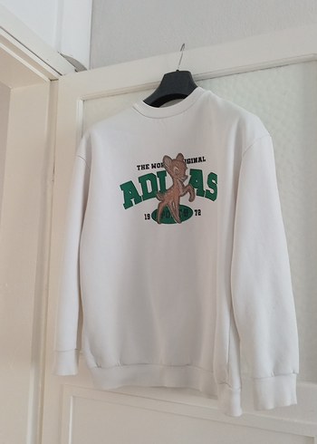 Beyaz Baskılı Kadın Sweatshirt
