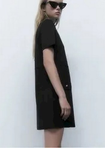 Siyah Kısa Kollu Mini Elbise - Görsel 3