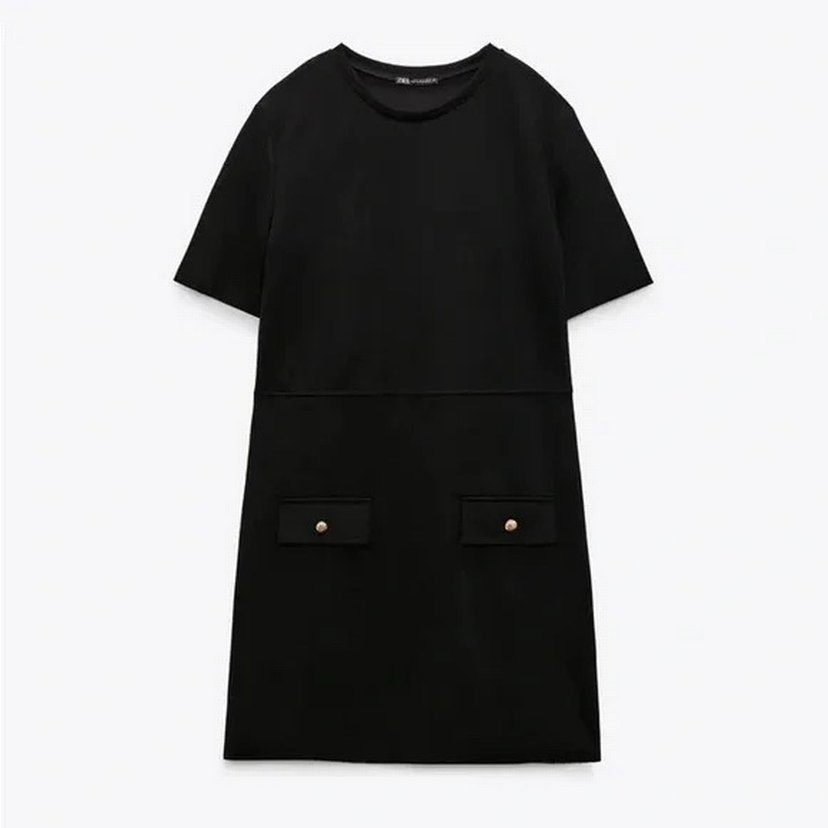 Siyah Kısa Kollu Mini Elbise - Görsel 2