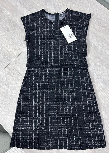 Çizgili Siyah Mini Elbise - Görsel 4