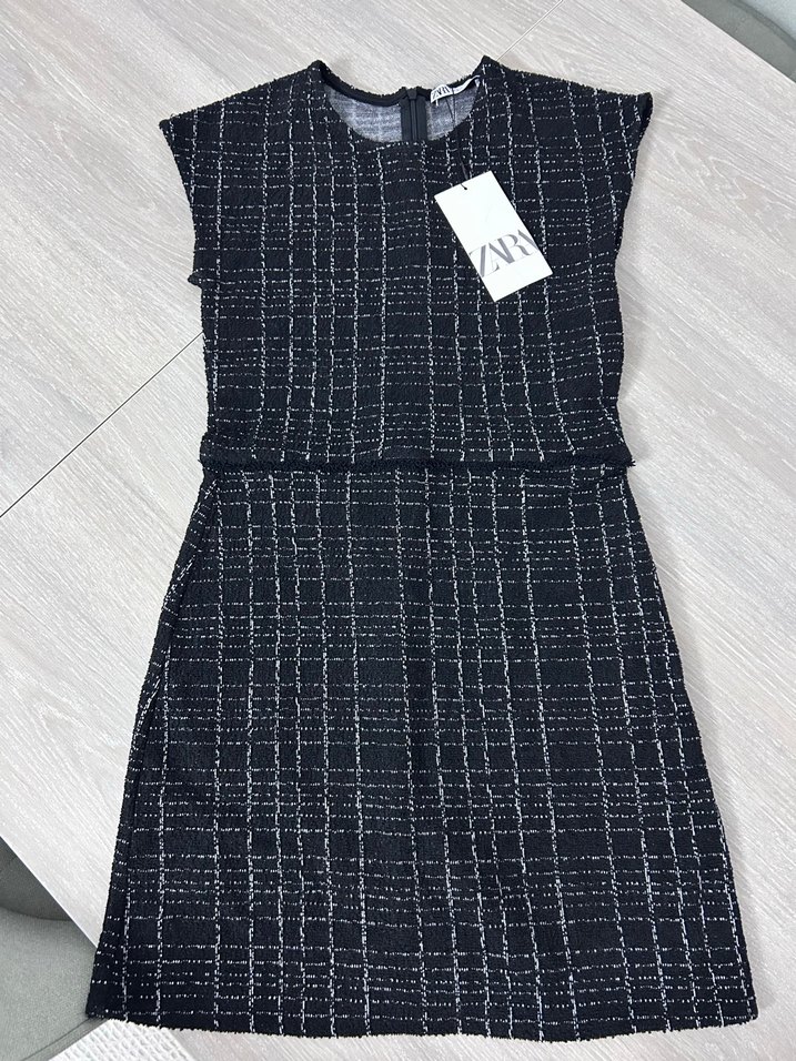 Çizgili Siyah Mini Elbise - Görsel 4