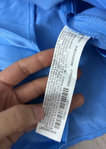 Zara Mavi Mini Saten Uzun Kollu Elbise