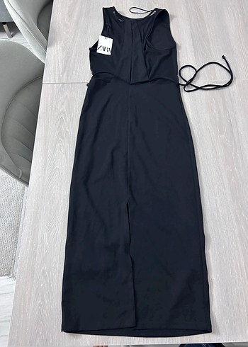 Siyah Kemerli Midi Kolsuz Elbise - Görsel 3