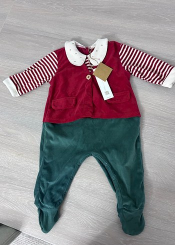 Bordo Üst ve Yeşil Alt Bebek Tulum Seti